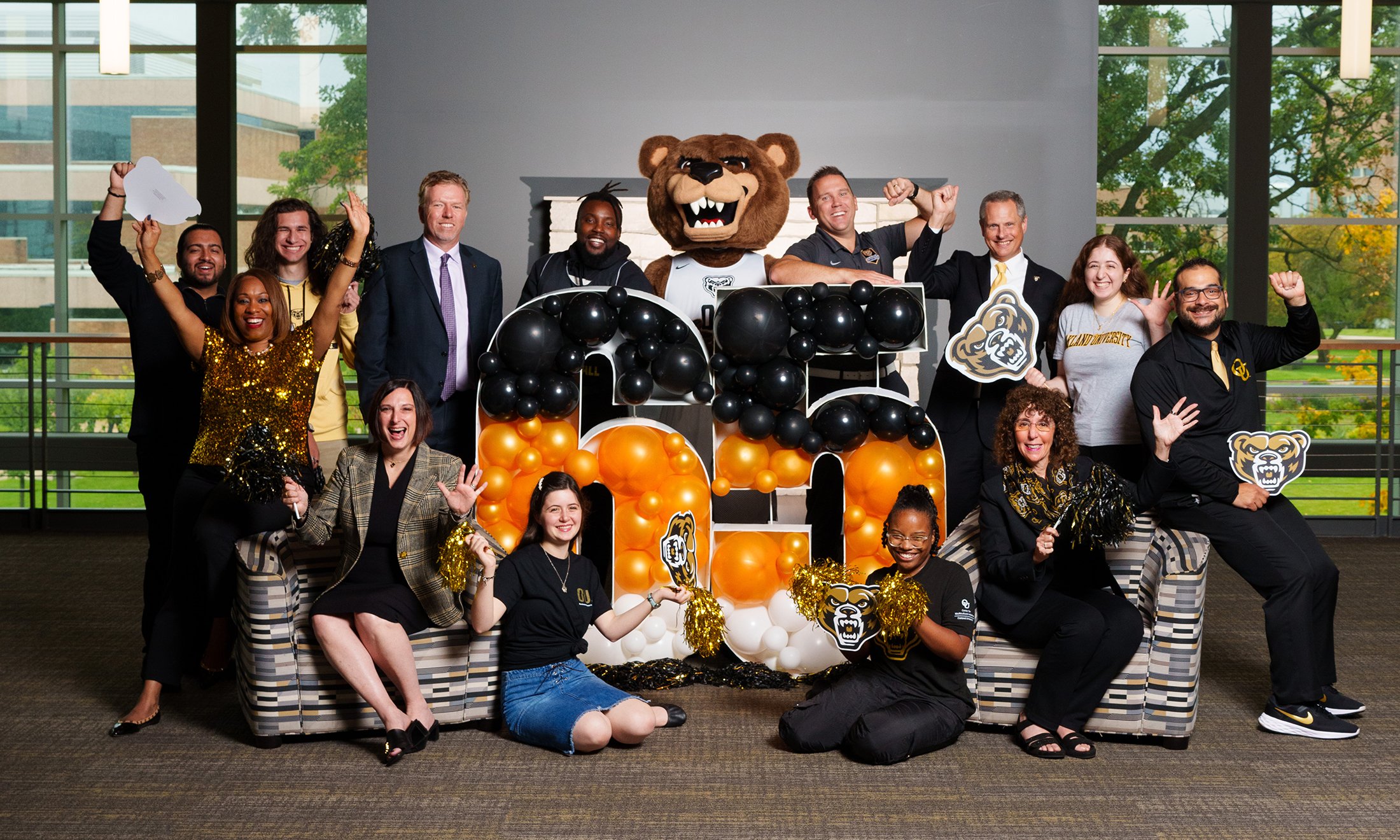 Image of a group of people around a decorative 