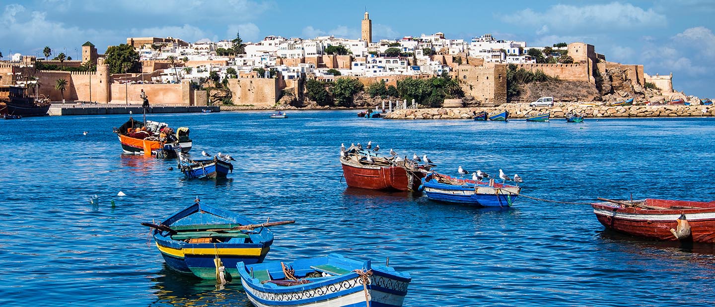 Image of Morroco taken from the water on a boat