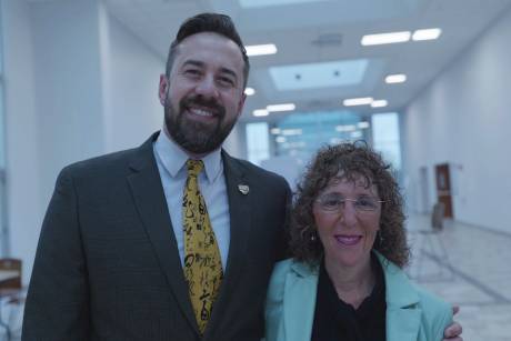 Mike McGuinness and Ora Pescovitz at OU-Pontiac Townhall