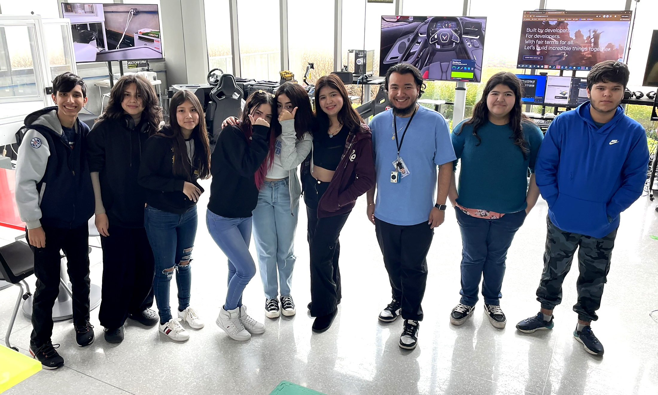 Detroit Public Schools students at OU Augmented Reality Center