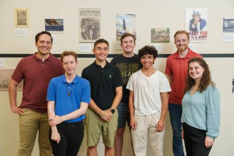 Students in front of timeline