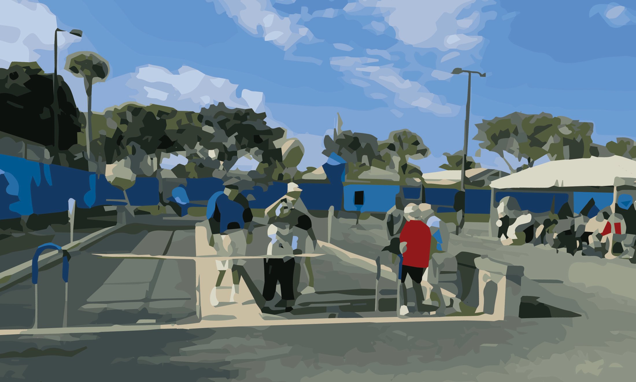 stylized image of a pickleball court