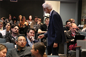 Skeff talks to people in the audience