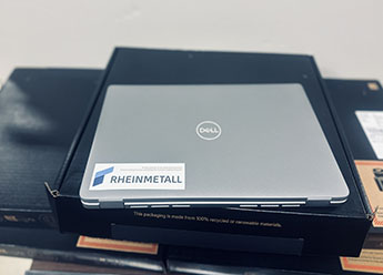 a laptop with a Reinmetal sticker