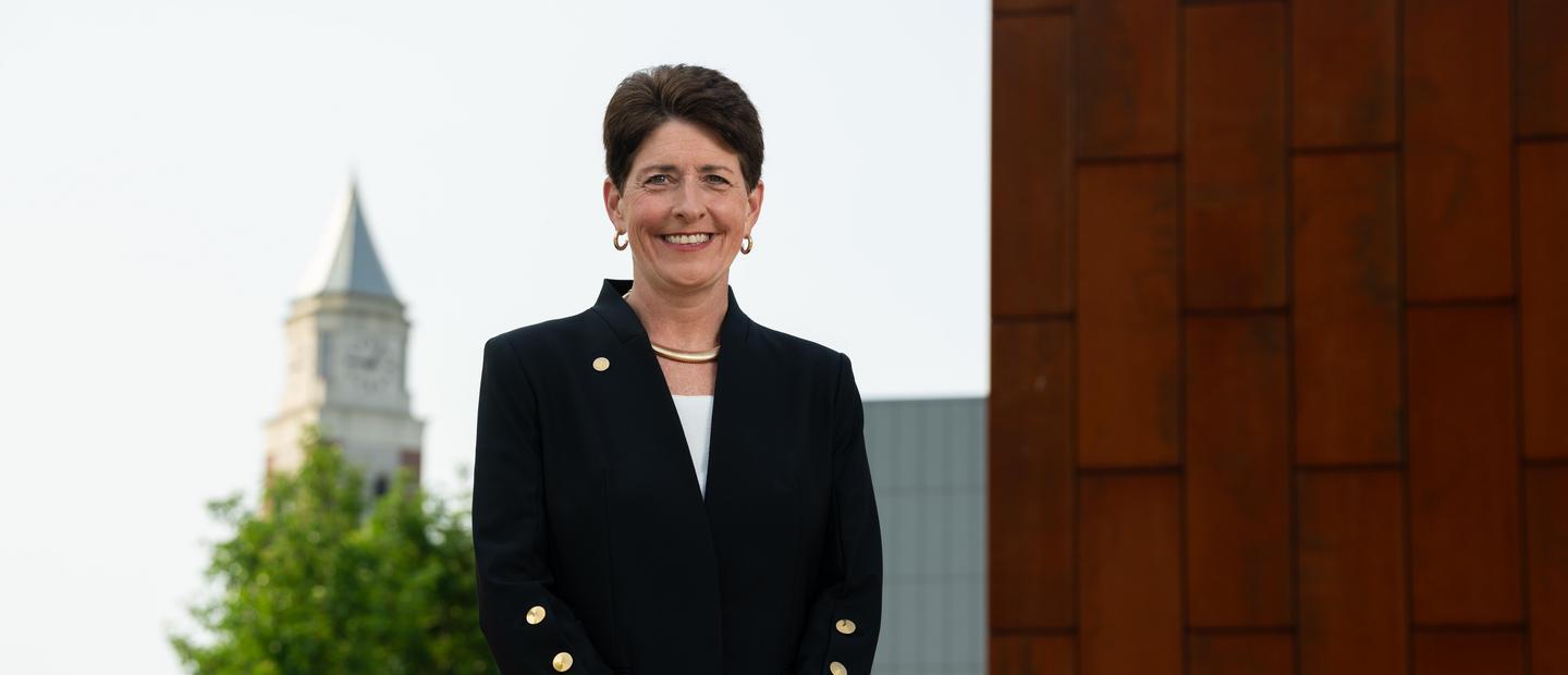 Provost Dr. Thompson smiling at the camera