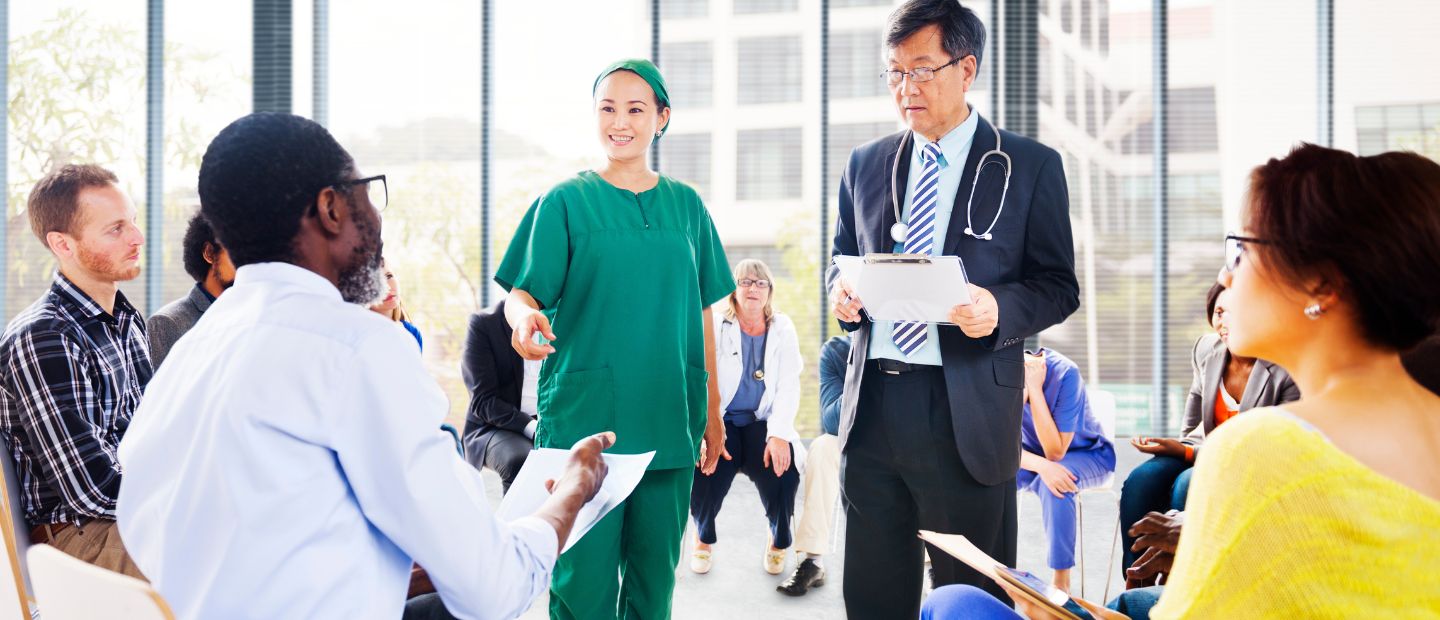 Health care professionals having a meeting.